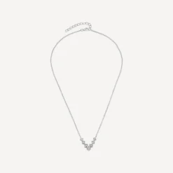 Sterling Silver Cubic Zirconia V-Graduated Hammock Necklet