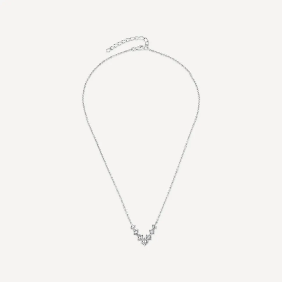 Sterling Silver Cubic Zirconia V-Graduated Hammock Necklet