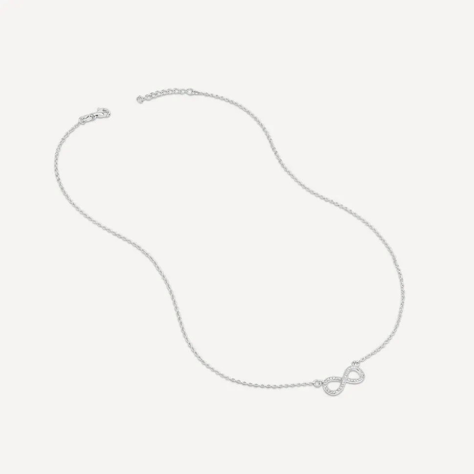 Sterling Silver Cubic Zirconia Inifinity Necklet