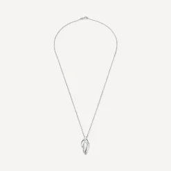 Sterling Silver Cubic Zirconia Double Leaf Shaped Pendant
