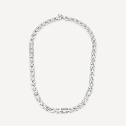 Sterling Silver Cubic Zirconia Brick Link Necklet