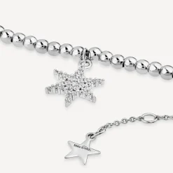Sterling Silver Cubic Zirconia Star Make-A-Wish Bead Bracelet