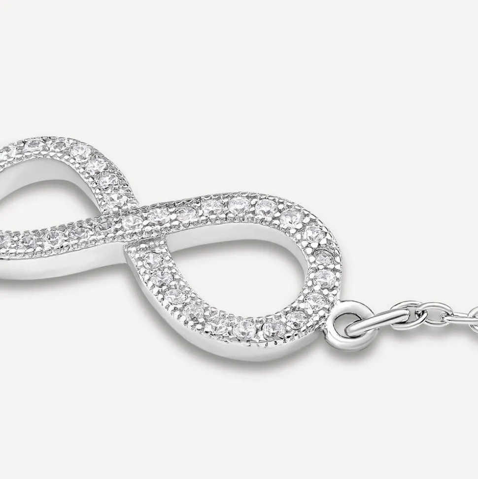 Sterling Silver Cubic Zirconia Infinity Chain Bracelet