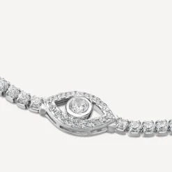 Sterling Silver Cubic Zirconia Protective Eye Tennis Bracelet