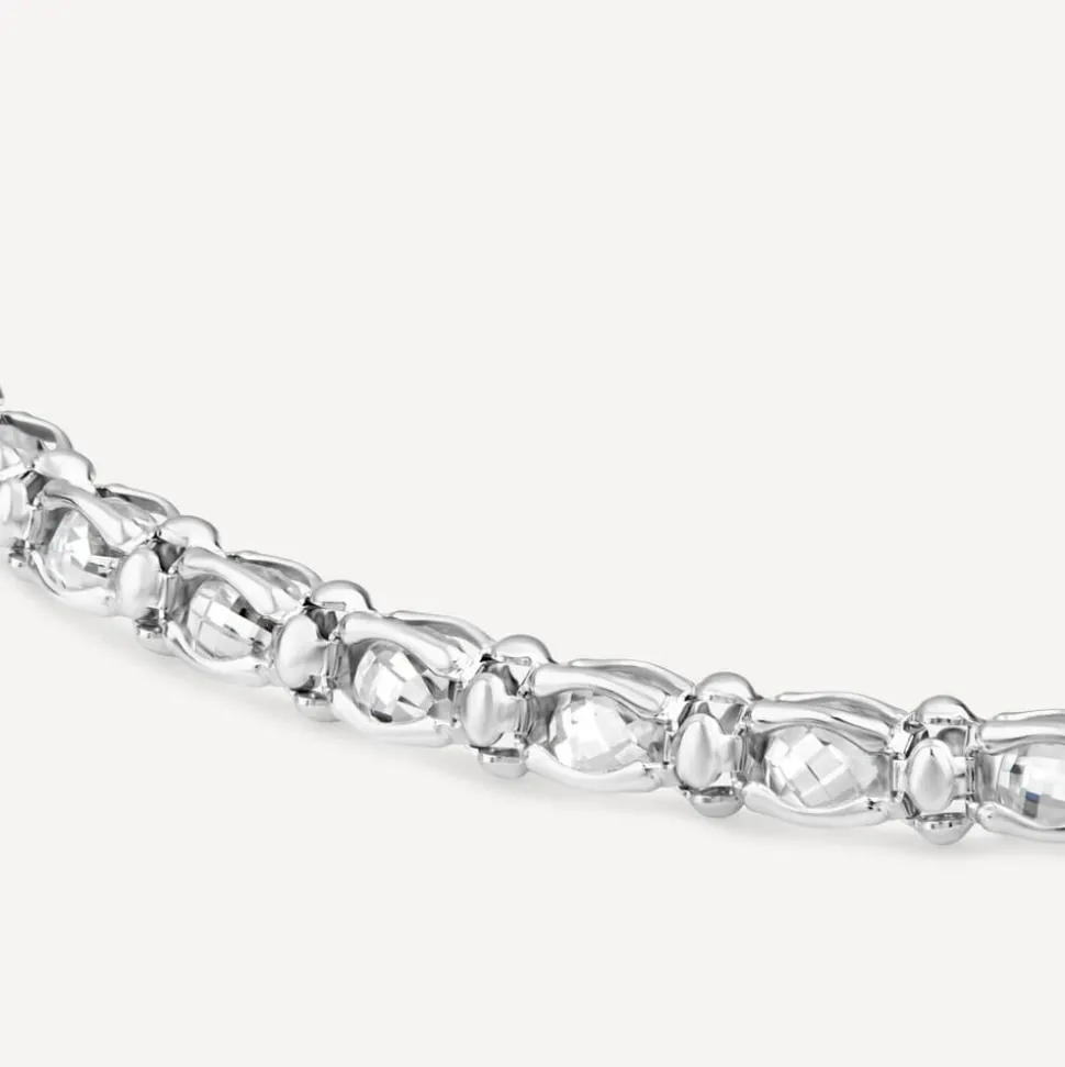 Sterling Silver Cubic Zirconia Set Rope Link Bracelet