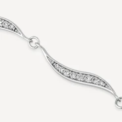 Sterling Silver Cubic Zirconia Pave Wave Bracelet