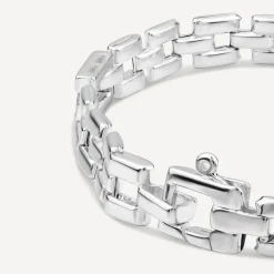 Sterling Silver Cubic Zirconia Brick Link Bracelet