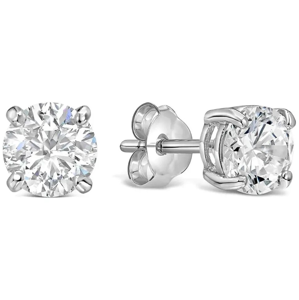 Sterling Silver Cubic Zirconia Medium Claw Stud Earrings