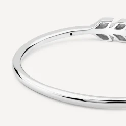 Sterling Silver Cubic Zirconia Opened Laurel Styled Bangle