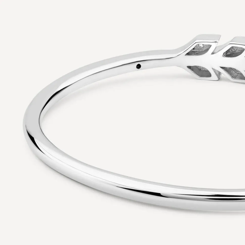 Sterling Silver Cubic Zirconia Opened Laurel Styled Bangle