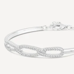Sterling Silver Cubic Zirconia 3 Loop Bangle