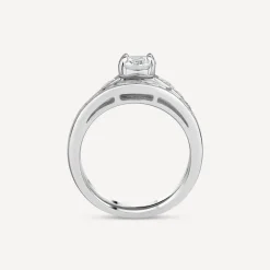 Sterling Silver Cubic Zirconia Promise Bridal Set Ring
