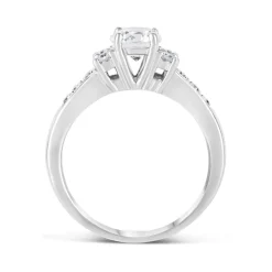 Sterling Silver Cubic Zirconia Sides and Channel Shoulders Ring