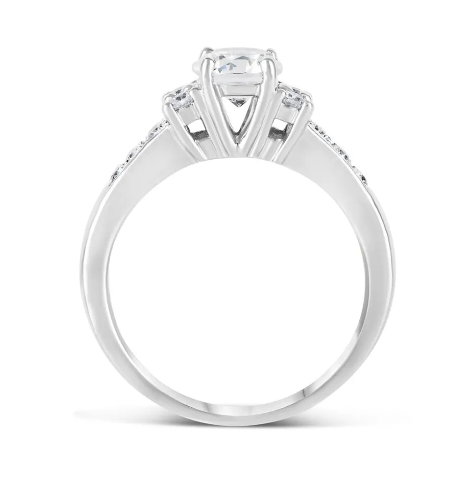 Sterling Silver Cubic Zirconia Sides and Channel Shoulders Ring