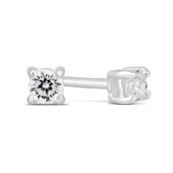 Sterling Silver Cubic Zirconia Children's Claw Stud Earrings