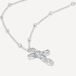 Sterling Silver Cubic Zirconia Cross Chain Necklet