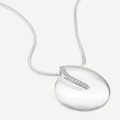 Sterling Silver Cubic Zirconia Open Round Disc Pendant