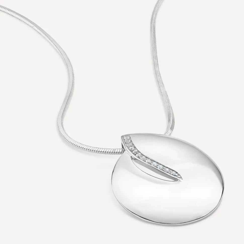 Sterling Silver Cubic Zirconia Open Round Disc Pendant