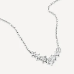 Sterling Silver Cubic Zirconia V-Graduated Hammock Necklet