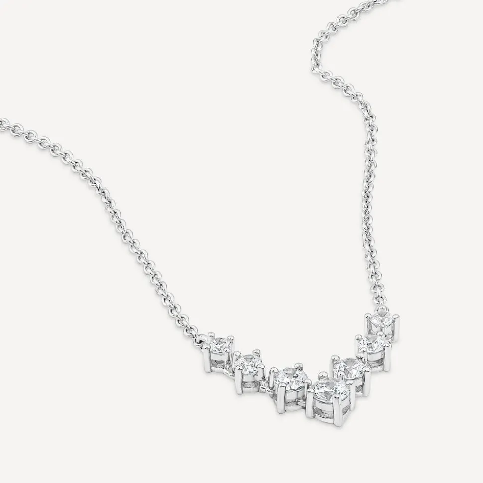 Sterling Silver Cubic Zirconia V-Graduated Hammock Necklet