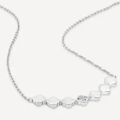 Sterling Silver Cubic Zirconia & Polished Petal Hammock Necklet