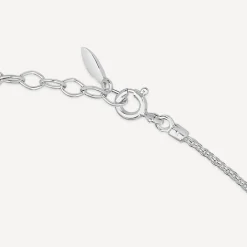 Sterling Silver Cubic Zirconia Flower and Cubic Zirconia Cluster Pearl Drop Necklet