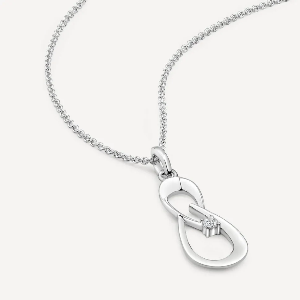 Sterling Silver Cubic Zirconia Open Double Loop Pendant