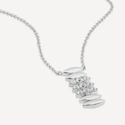 Sterling Silver Cubic Zirconia Oblong Link Shaped Pendant