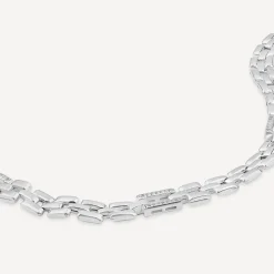 Sterling Silver Cubic Zirconia Brick Link Necklet
