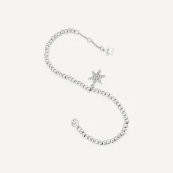 Sterling Silver Cubic Zirconia Star Make-A-Wish Bead Bracelet