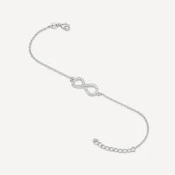 Sterling Silver Cubic Zirconia Infinity Chain Bracelet