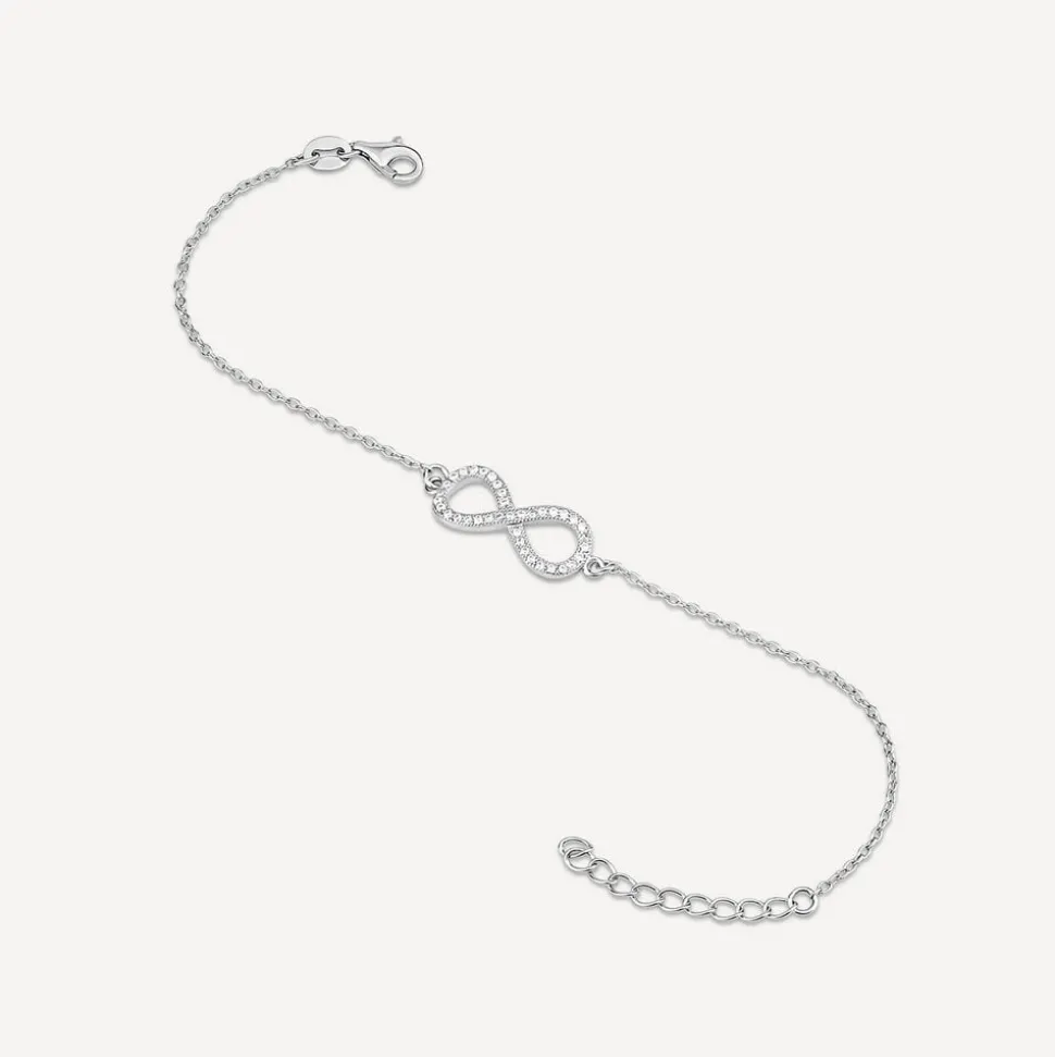 Sterling Silver Cubic Zirconia Infinity Chain Bracelet