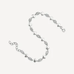 Sterling Silver Cubic Zirconia & Polished Petal Bracelet