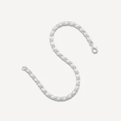 Sterling Silver Cubic Zirconia Set Rope Link Bracelet