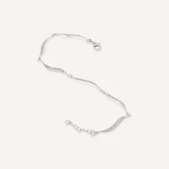 Sterling Silver Cubic Zirconia Pave Wave Bracelet
