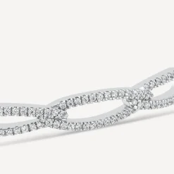 Sterling Silver Cubic Zirconia 3 Loop Bangle