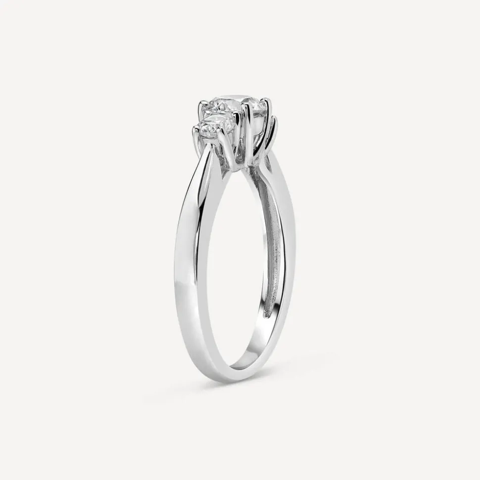 Sterling Silver Cubic Zirconia Three Stone Promise Ring