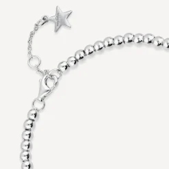 Sterling Silver Cubic Zirconia Star Make-A-Wish Bead Bracelet