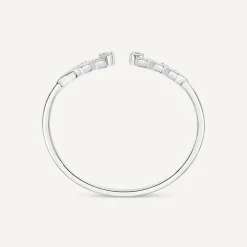 Sterling Silver Cubic Zirconia Opened Laurel Styled Bangle