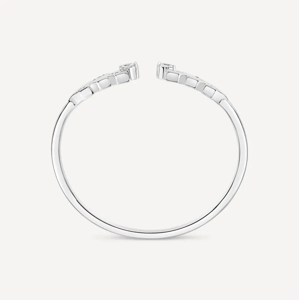 Sterling Silver Cubic Zirconia Opened Laurel Styled Bangle