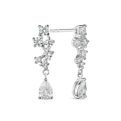 Sterling Silver Cubic Zirconia Pear Drop Earrings