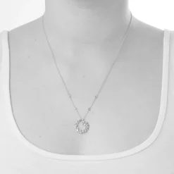 Sterling Silver Cubic Zirconia Swirl Shaped Pendant (Chain Included)