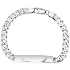 Sterling Silver Curb Link Mens Identity Bracelet