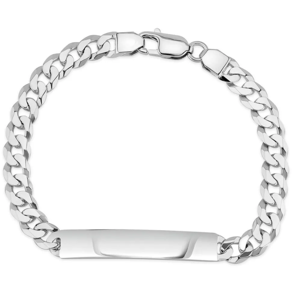 Sterling Silver Curb Link Mens Identity Bracelet