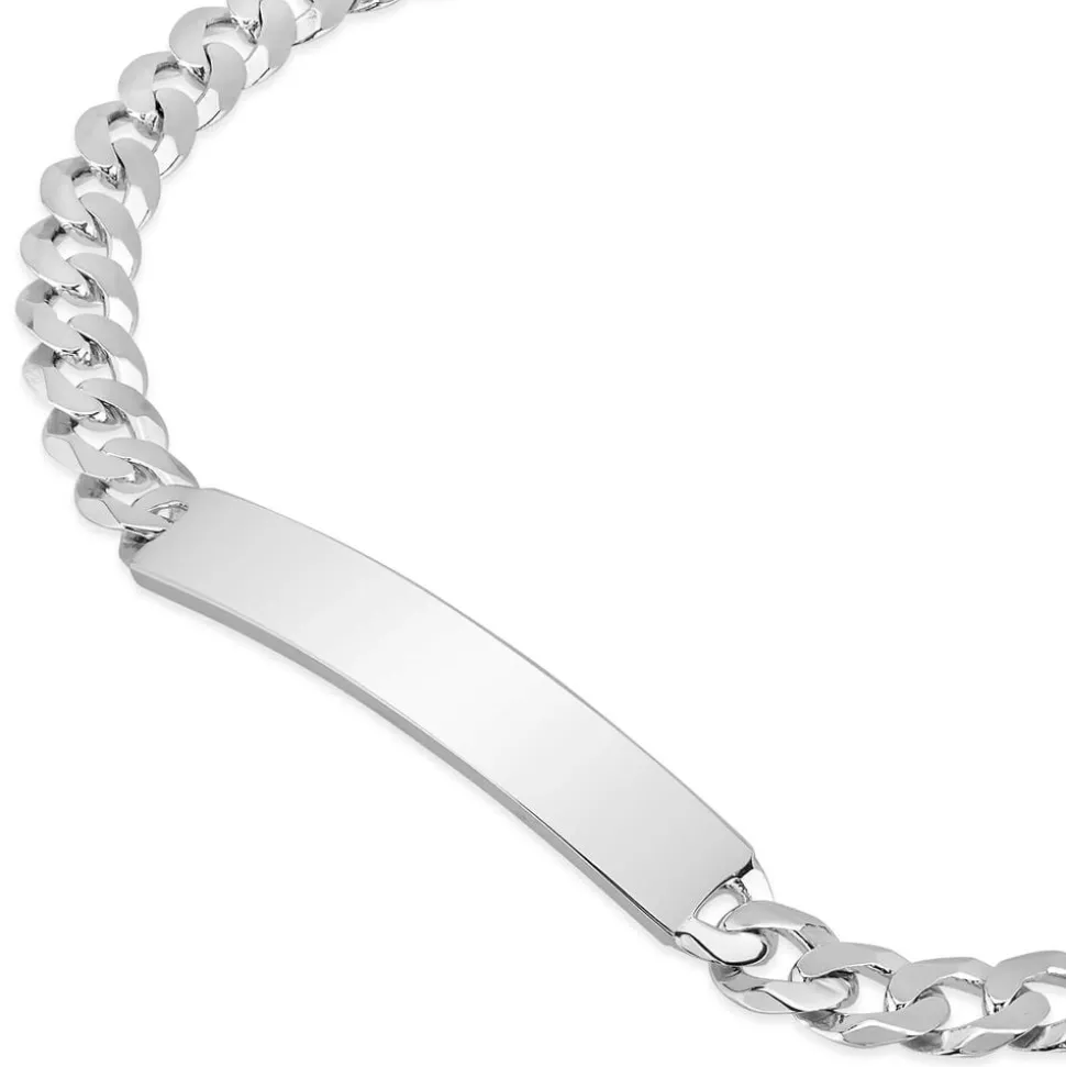 Sterling Silver Curb Link Mens Identity Bracelet