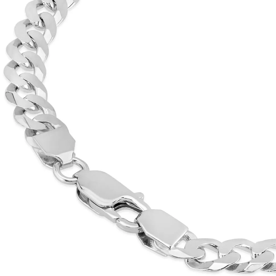 Sterling Silver Curb Link Mens Identity Bracelet