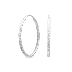 Sterling Silver Diamond Cut 20mm Hoop Earrings