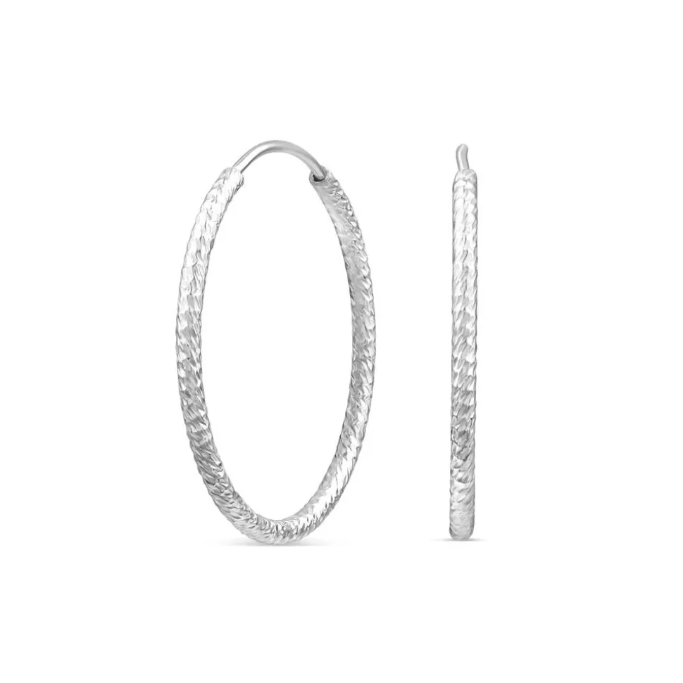 Sterling Silver Diamond Cut 20mm Hoop Earrings