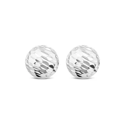 Sterling Silver Diamond Cut Large Ball Stud Earrings