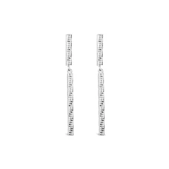 Sterling Silver Diamond Cut Bar Drop Earrings